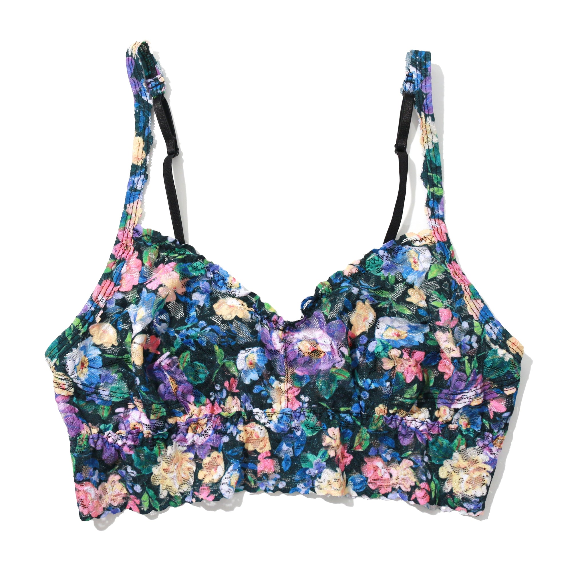 Vneck Retro Bralette | Dream Garden (Black)