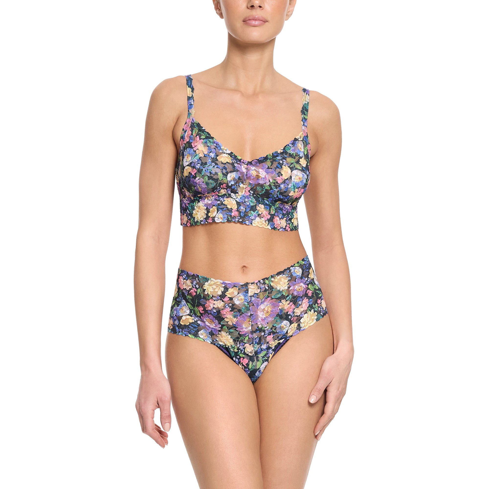 Vneck Retro Bralette | Dream Garden (Black)