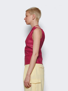 Amiri | Asymmetric Leather Tank Fuchsia Pink