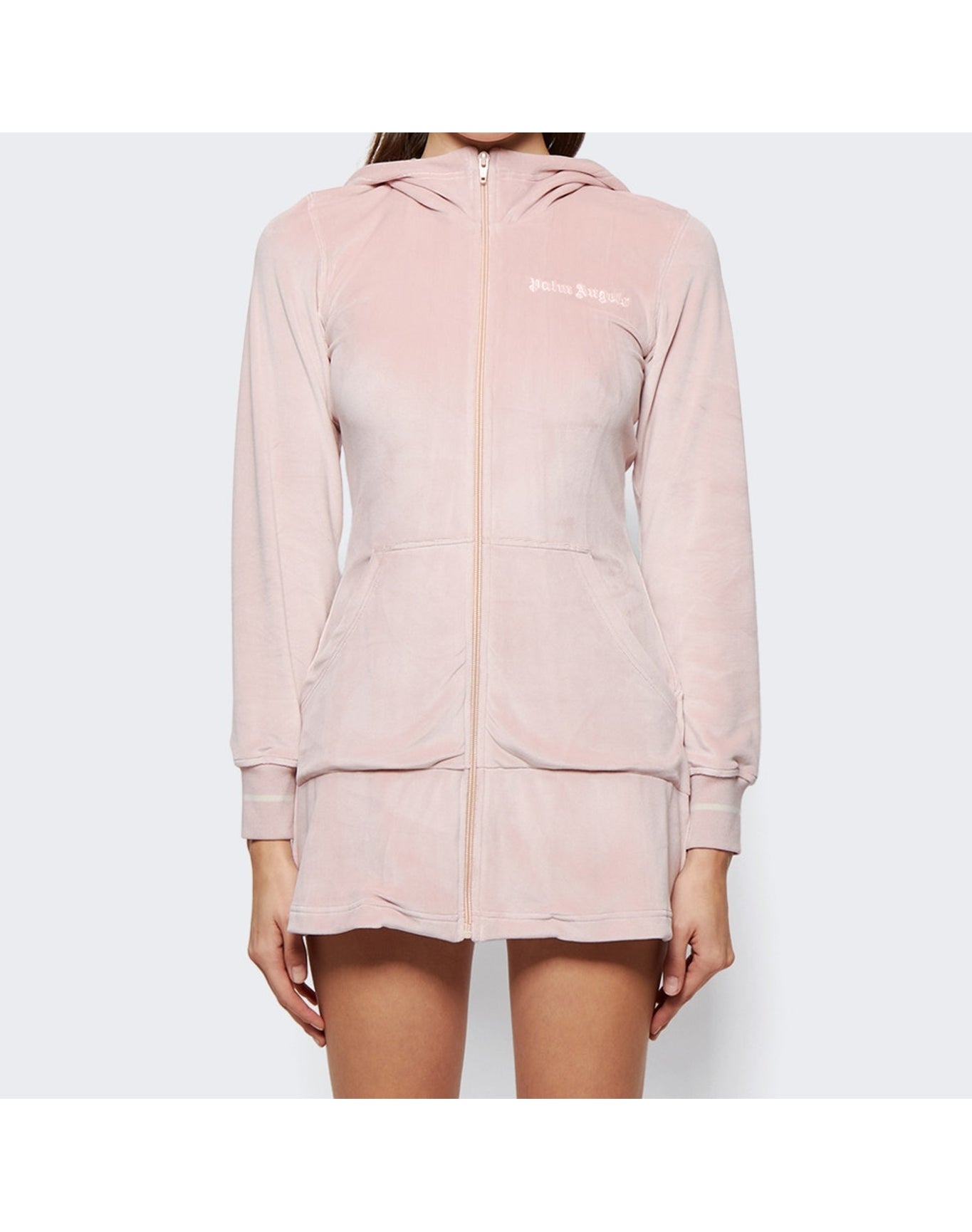 Palm Angels | Women | Chenille Hooded Mini Dress | Pink Butter