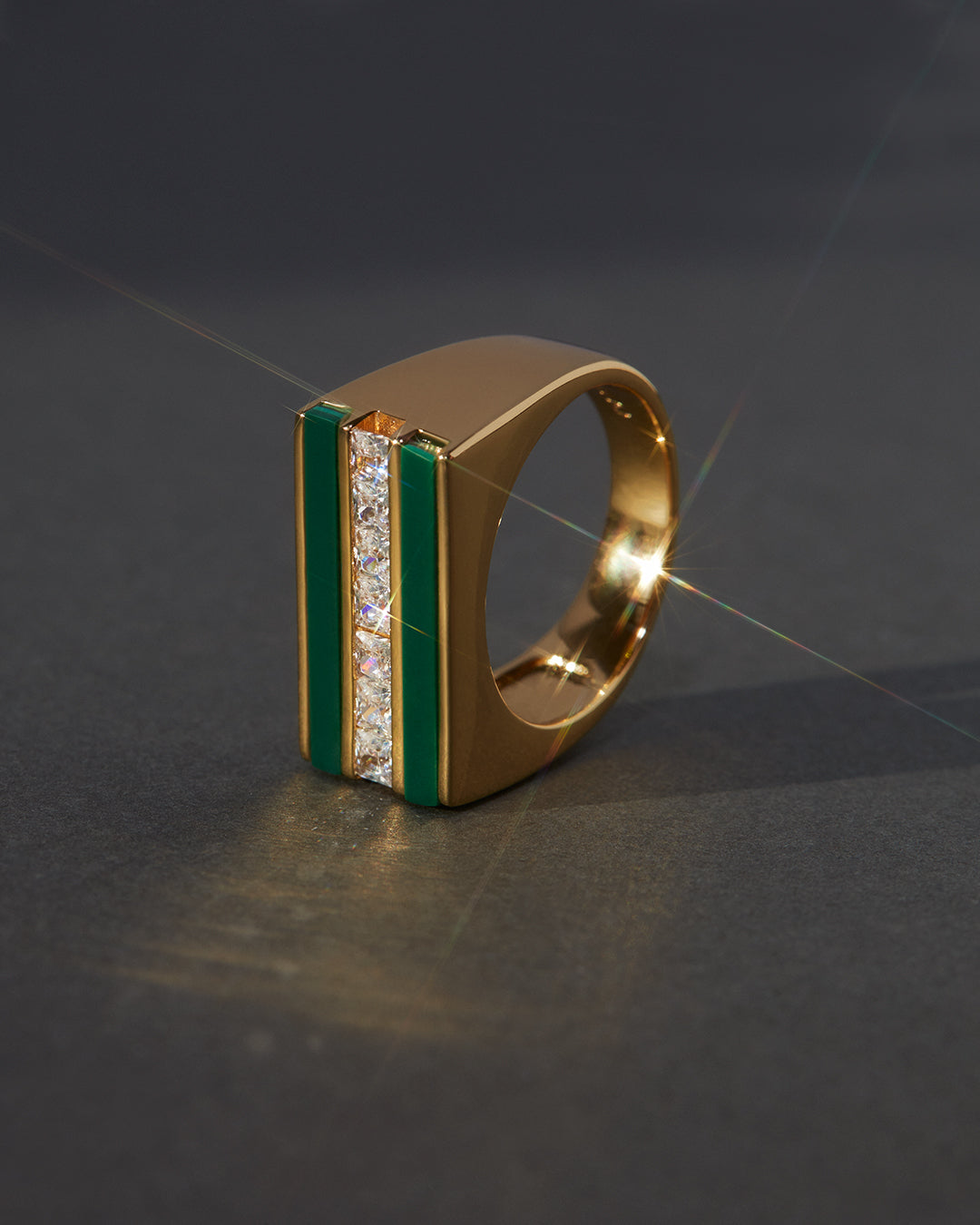 Panini Ring - Malachite | Plated Gold