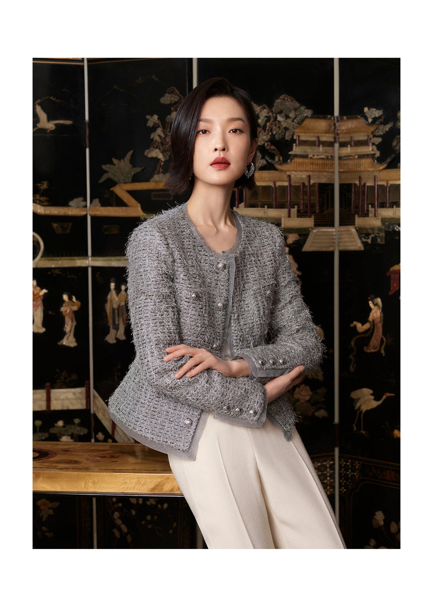 Parisian-style Boucle Jacket | Grey