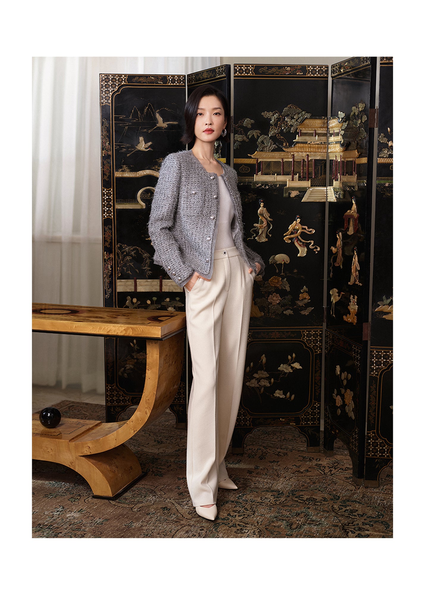 Parisian-style Boucle Jacket | Grey