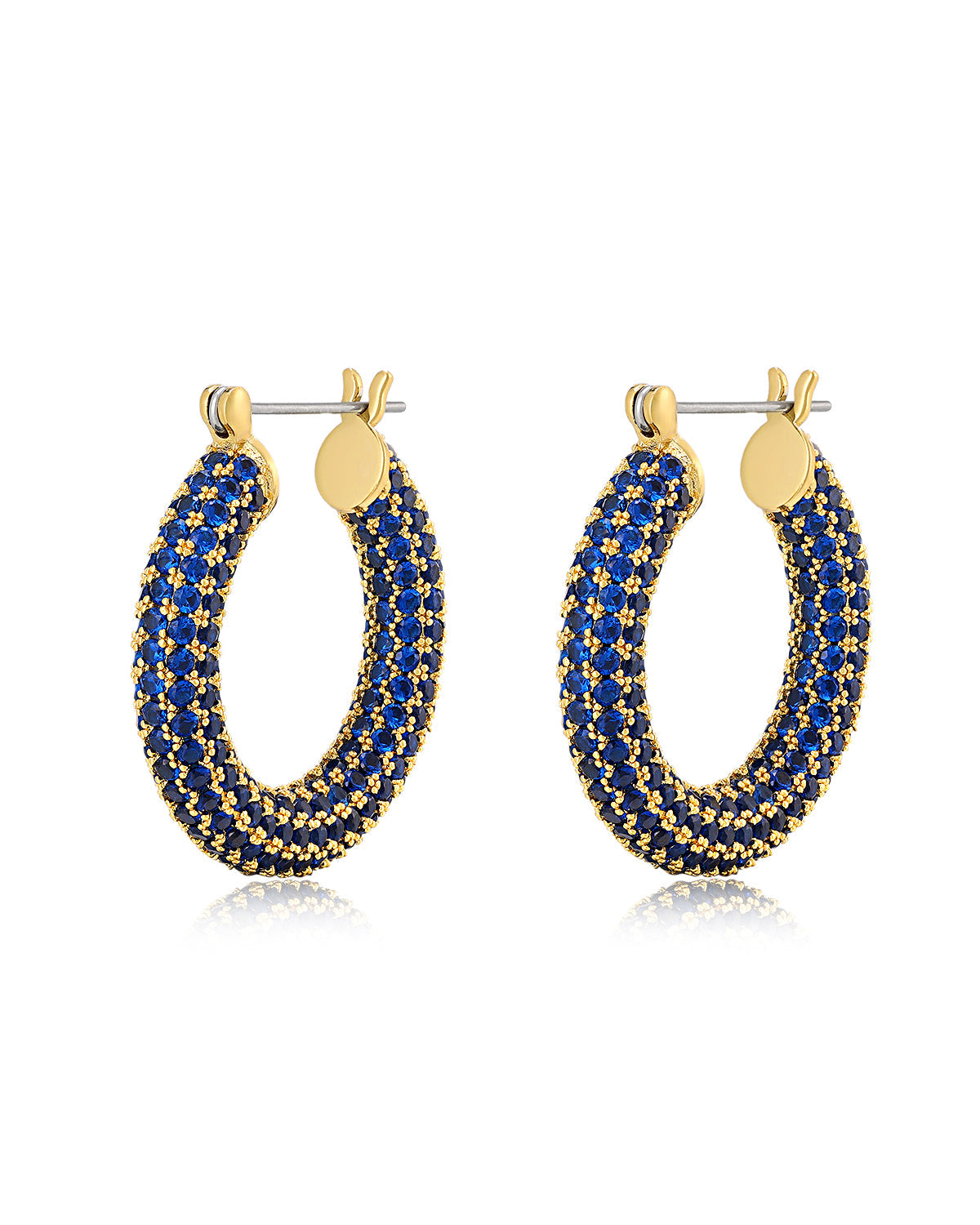 Pave Baby Amalfi Hoops - Blue Sapphire - Gold | Plated Gold