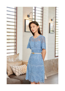 Peony Embroidered Dress | Blue