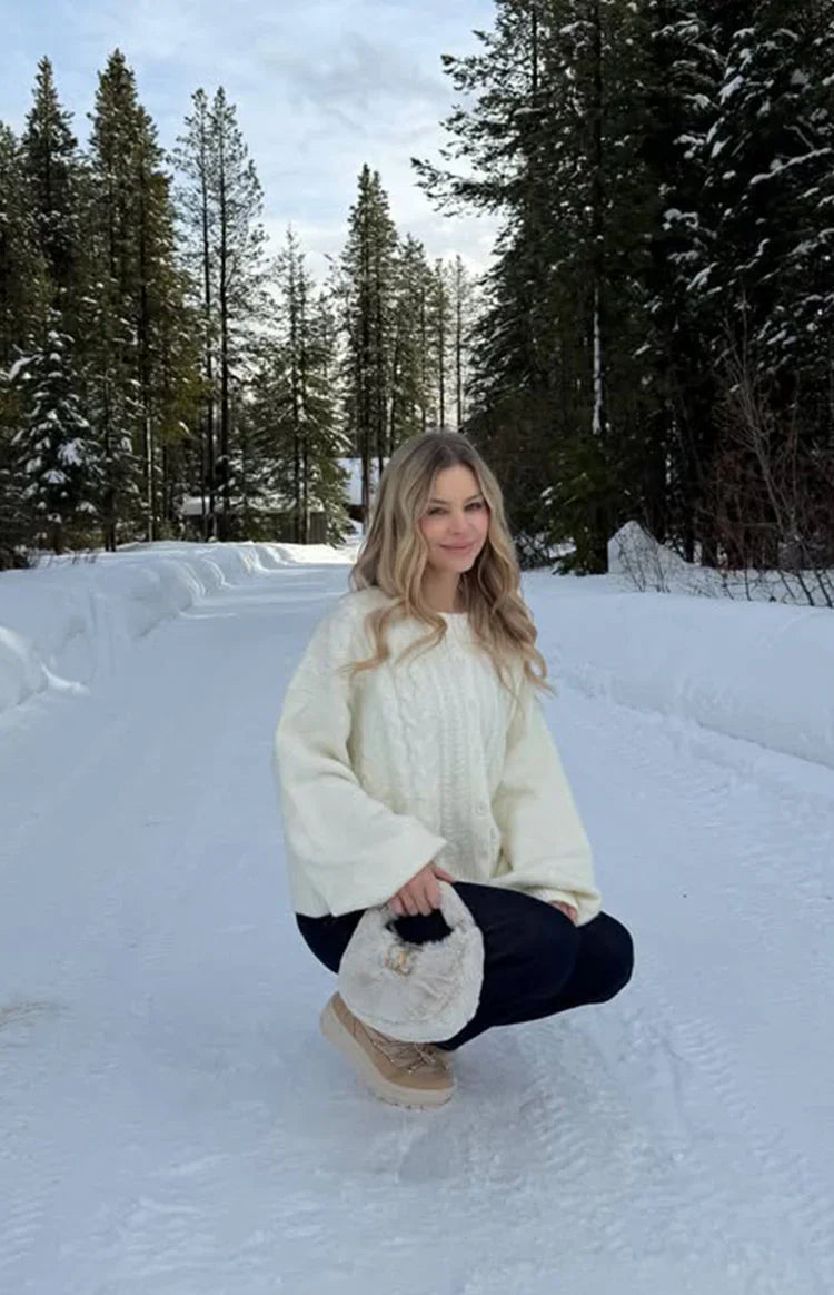 Percy Cable Knit Cardigan | Cream