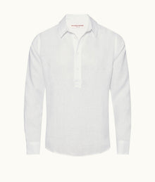 Percy Classic Collar Overhead Linen Shirt | White