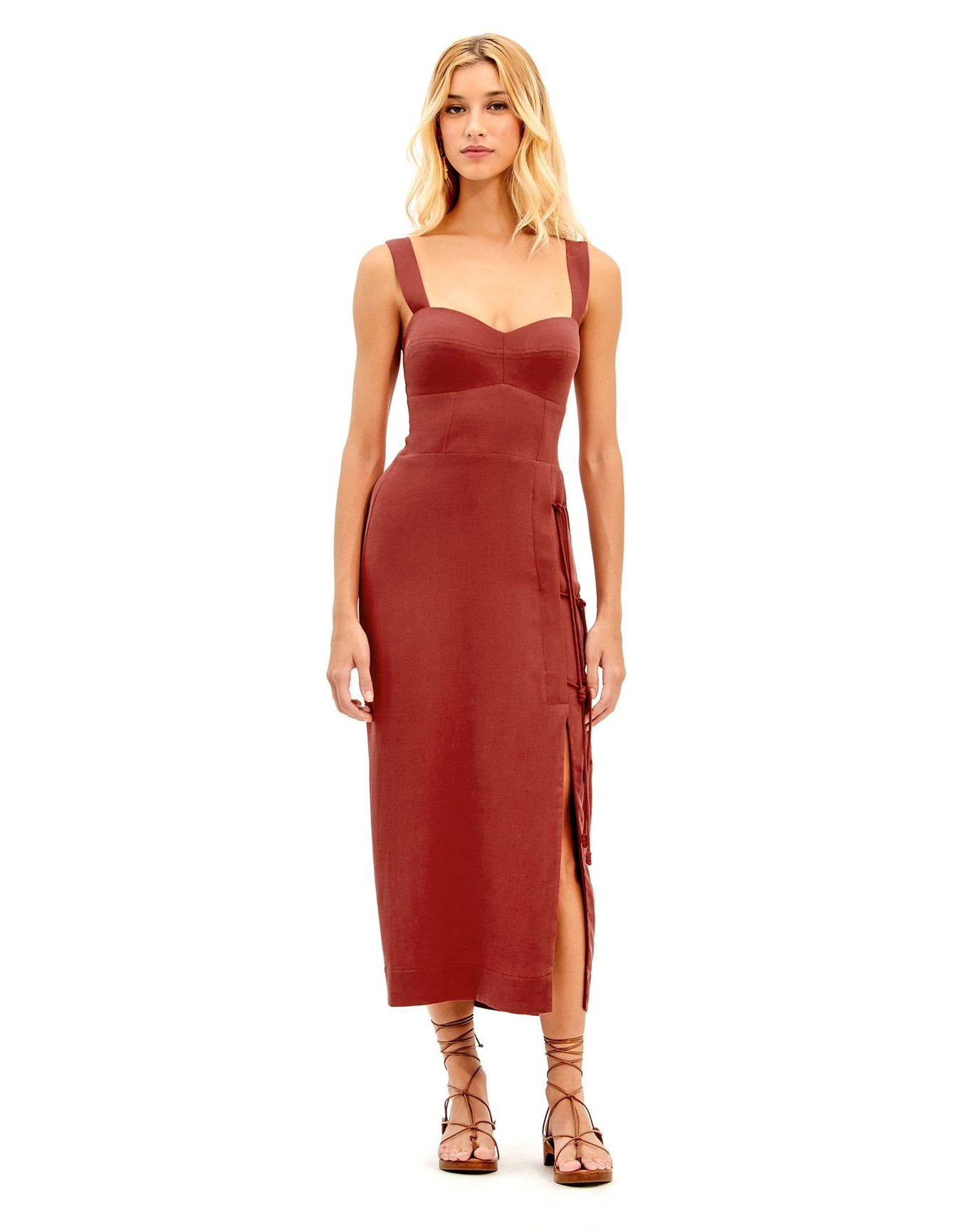 Perla Detail Midi Dress | Flame