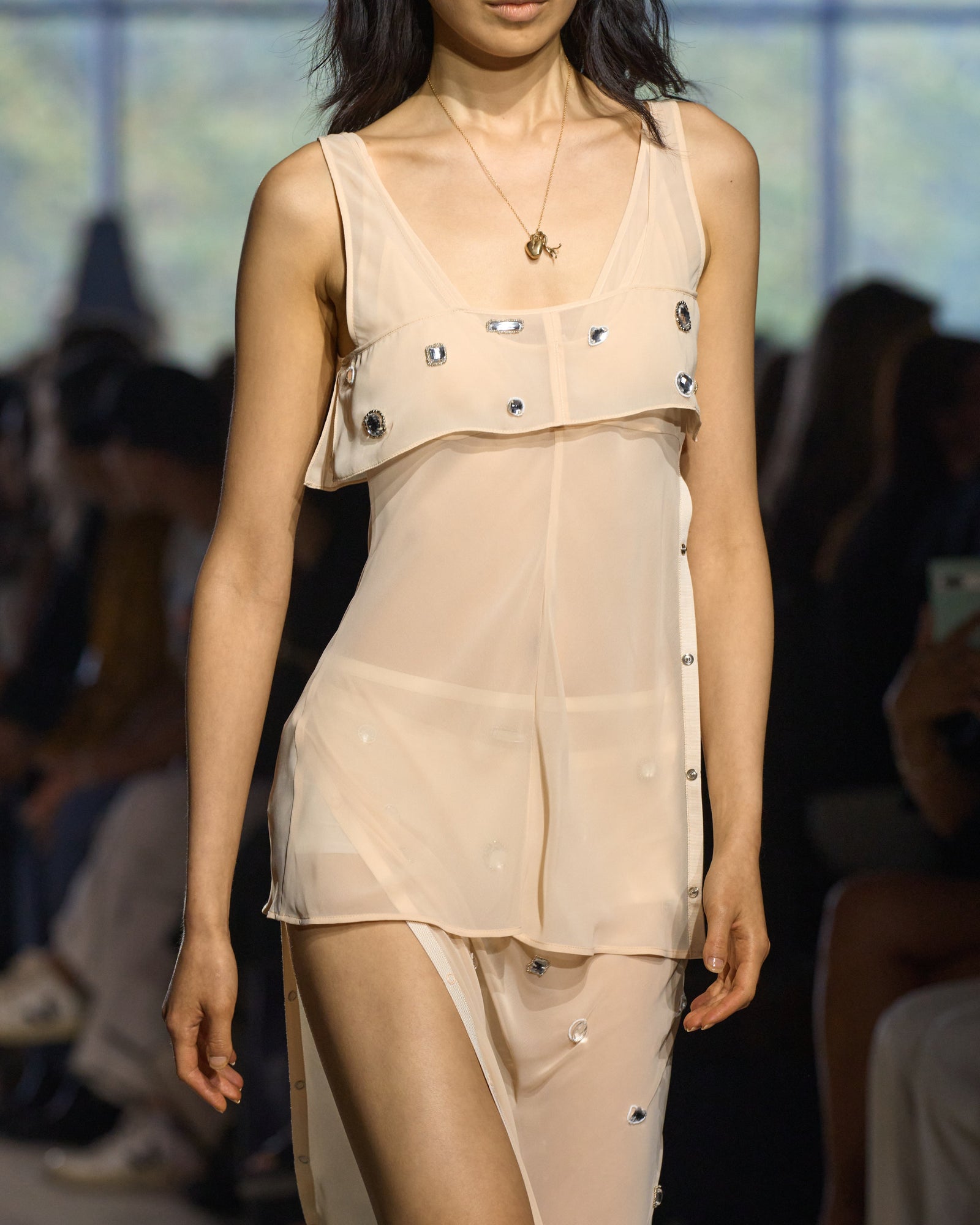 Halo Embroidered Chiffon Cami | Champagne
