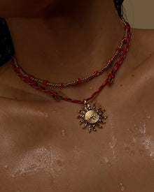 The Costa de Sol Beaded Necklace | Silver | Red