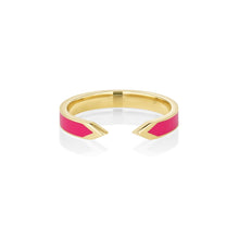 Women | Open Shank Ring – Pink Enamel | 14k Yellow Gold