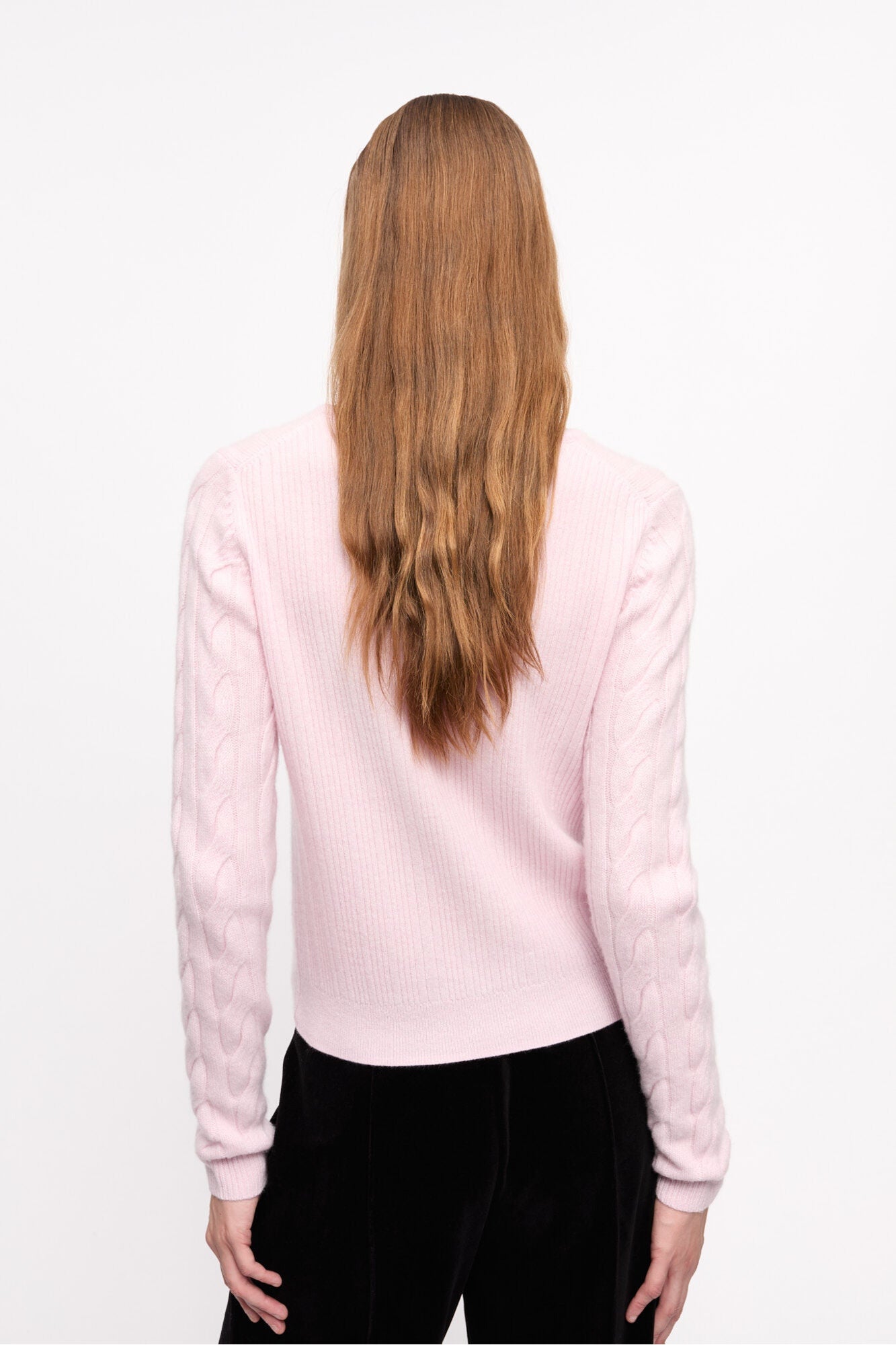 Pink Cashmere Mix Tie String Cardigan | Mauve Chalk