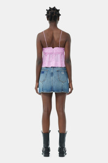 Pink Shiny Tech Strap Top | Lilac Sachet