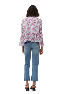 Pleated Georgette Blouse | Mauve Chalk