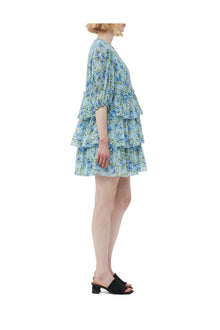 Pleated Georgette Mini Dress | Ice Water