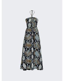 Proenza Schouler | Women | Printed Snake Crepe De Chine Halter Dress | Black Multicolor