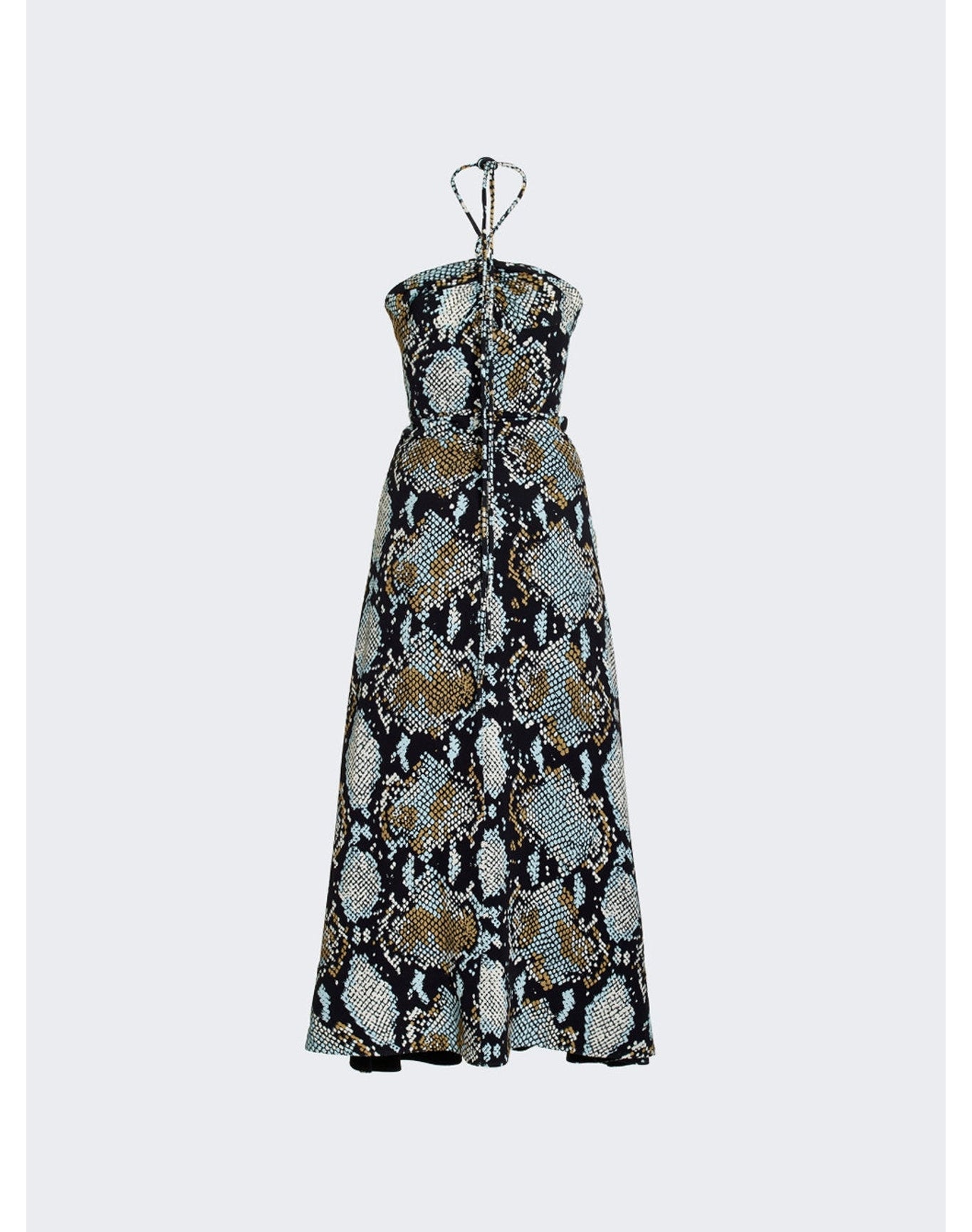 Proenza Schouler | Women | Printed Snake Crepe De Chine Halter Dress | Black Multicolor