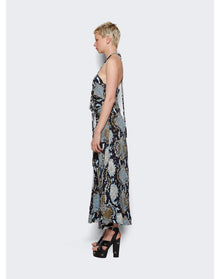 Proenza Schouler | Women | Printed Snake Crepe De Chine Halter Dress | Black Multicolor