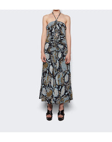 Proenza Schouler | Women | Printed Snake Crepe De Chine Halter Dress | Black Multicolor