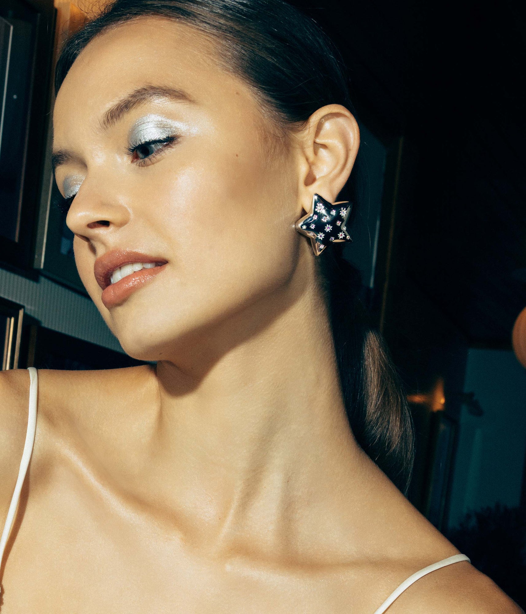 Puffy Star Earrings in Silver - Loren Hope