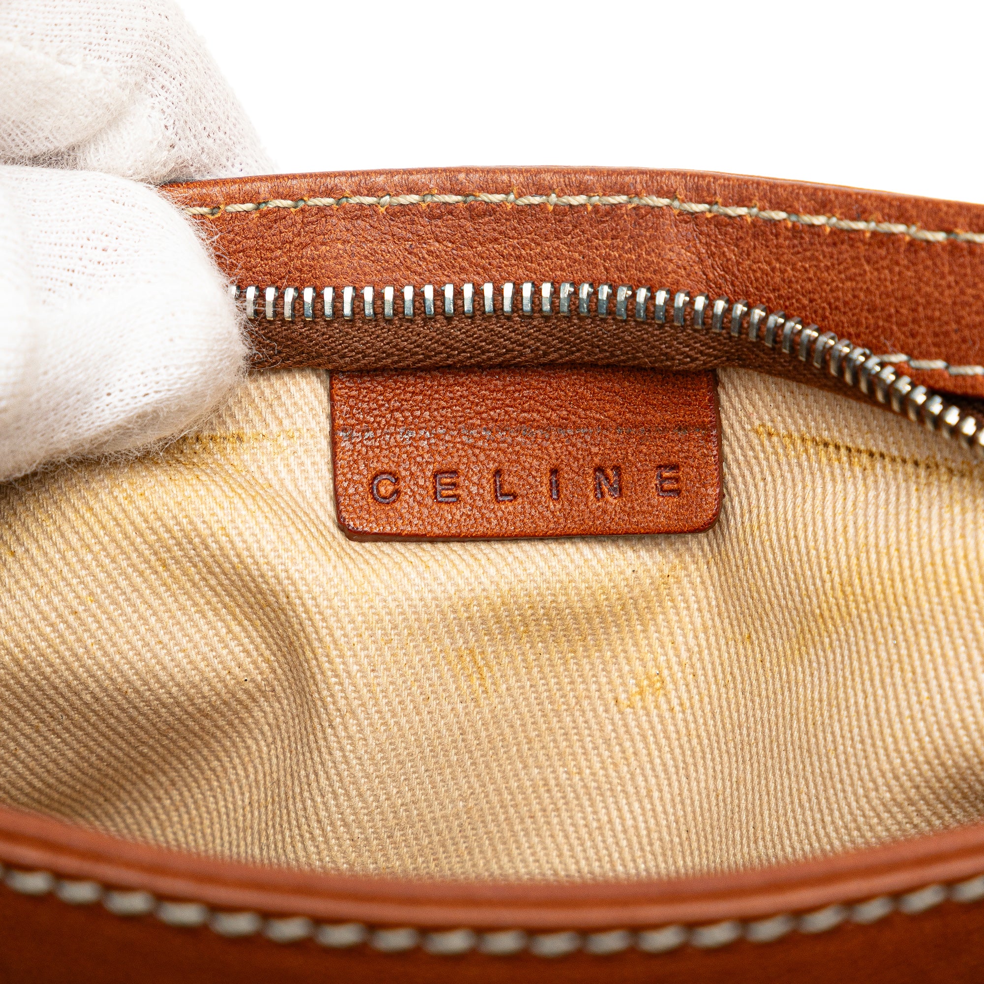 Celine | Pre-Owned Calfskin Shell Strap Shoulder Bag | Brown