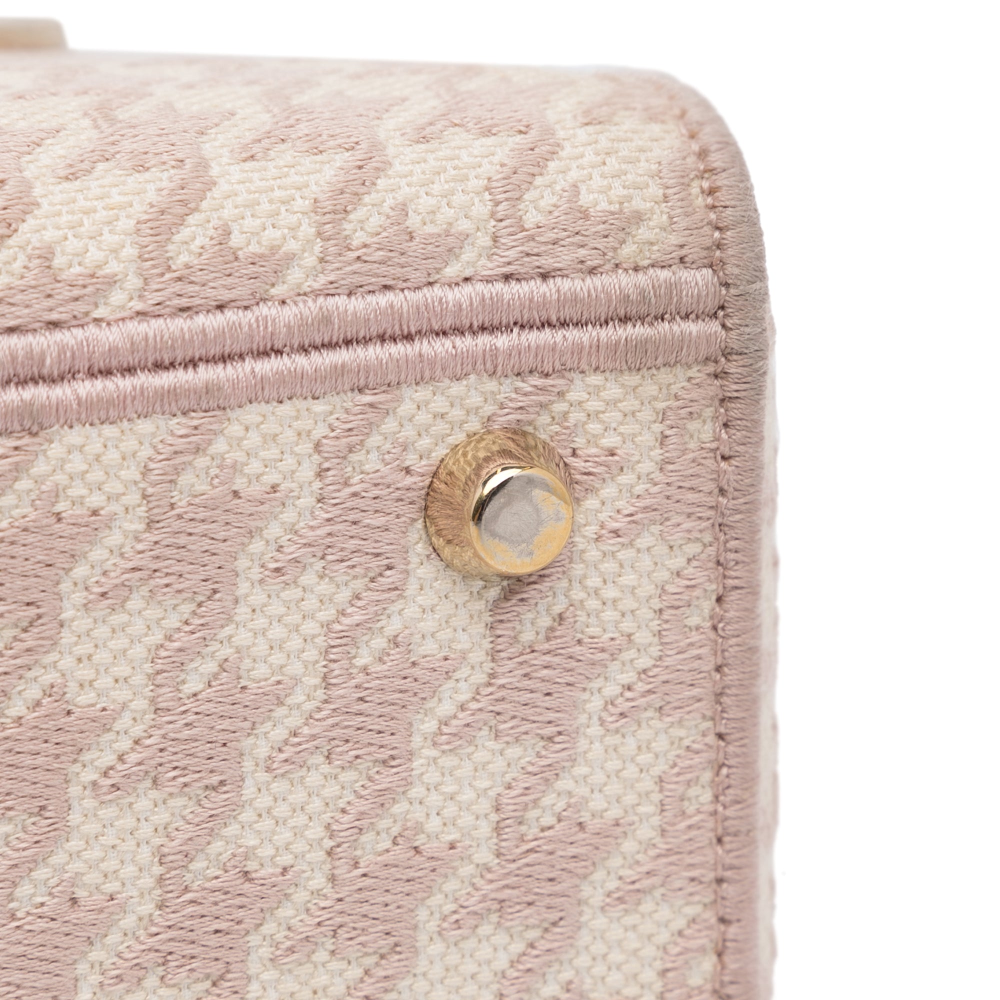 Dior | Pre-Owned Medium Embroidered Canvas Houndstooth Lady D Lite | Pink/Light Pink