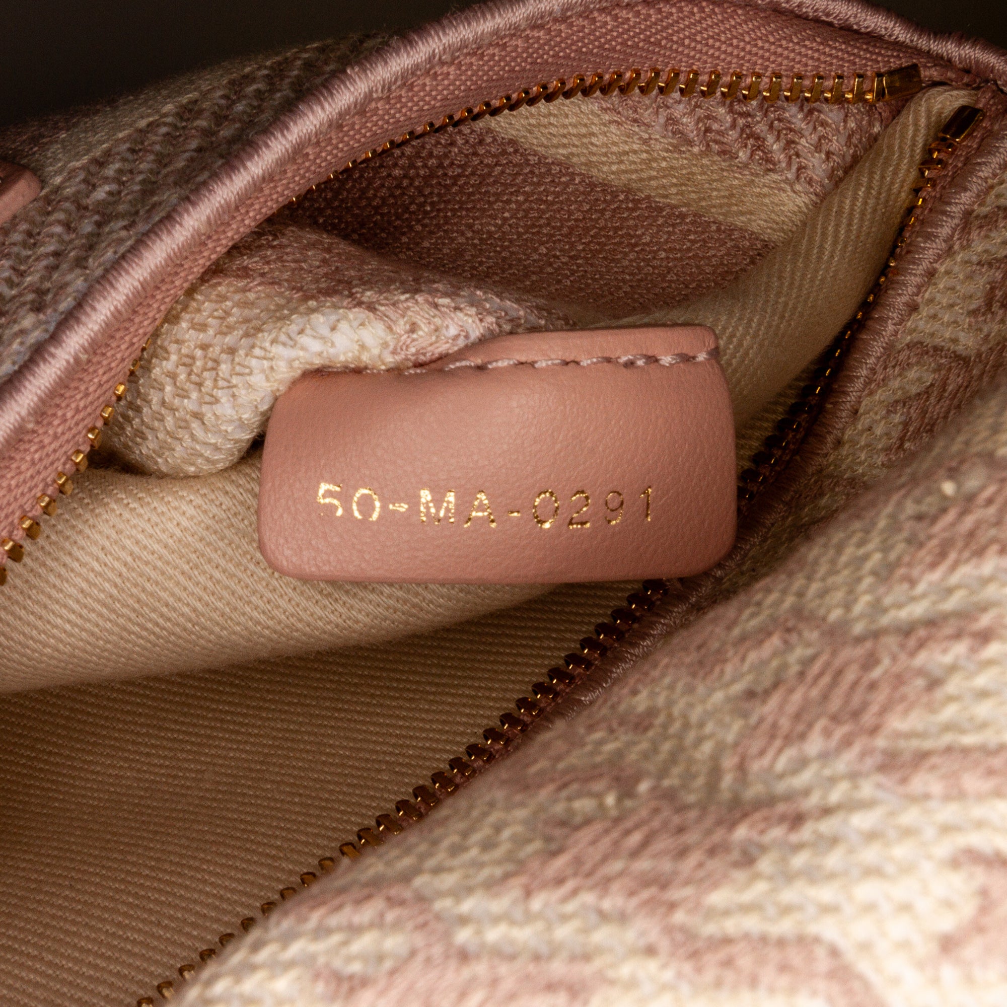 Dior | Pre-Owned Medium Embroidered Canvas Houndstooth Lady D Lite | Pink/Light Pink