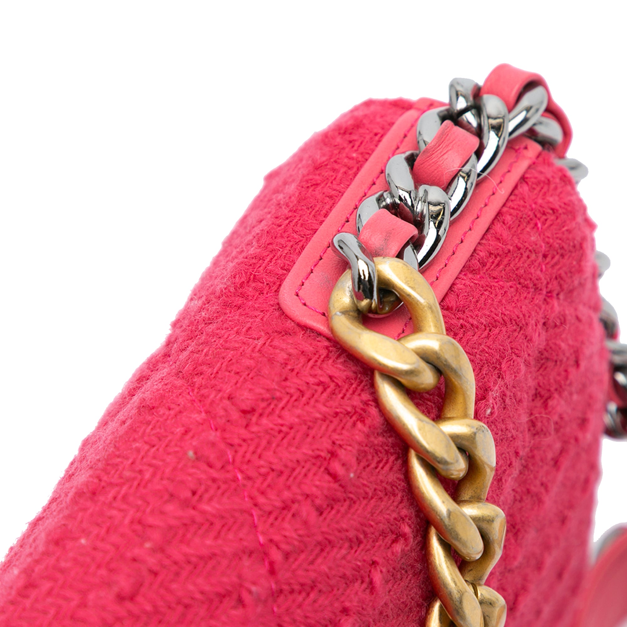 Chanel | Pre-Owned Tweed 19 Wallet On Chain | Pink/Dark Pink