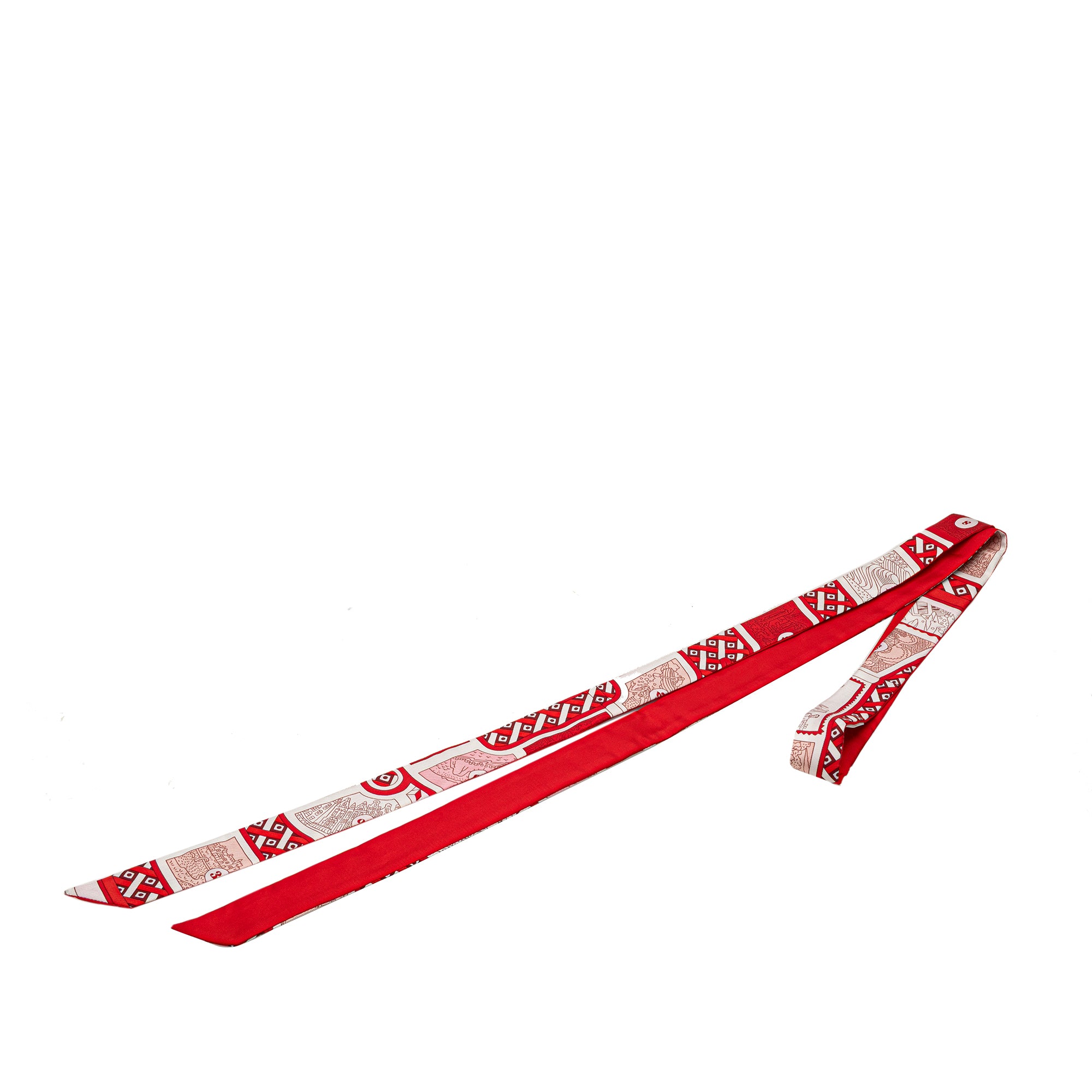 Hermes | Pre-Owned Le Tour Du Monde Twilly Silk Scarf | Red