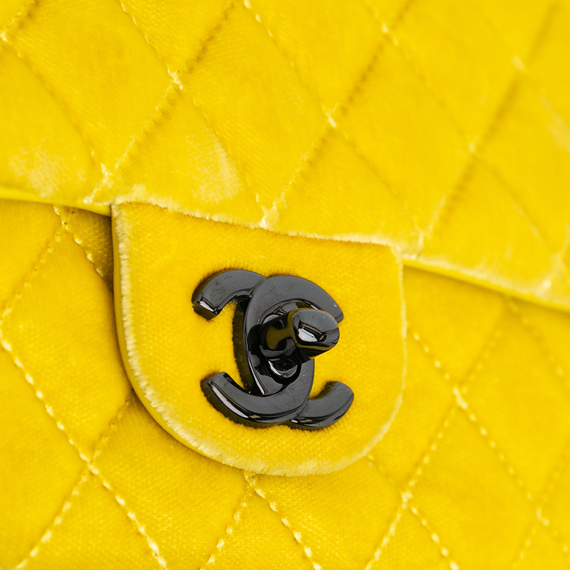 Chanel | Pre-Owned Mini Rectangular Classic Velvet Single Flap | Yellow