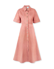 Short Sleeve Button Front Midi Dress | Sunset
