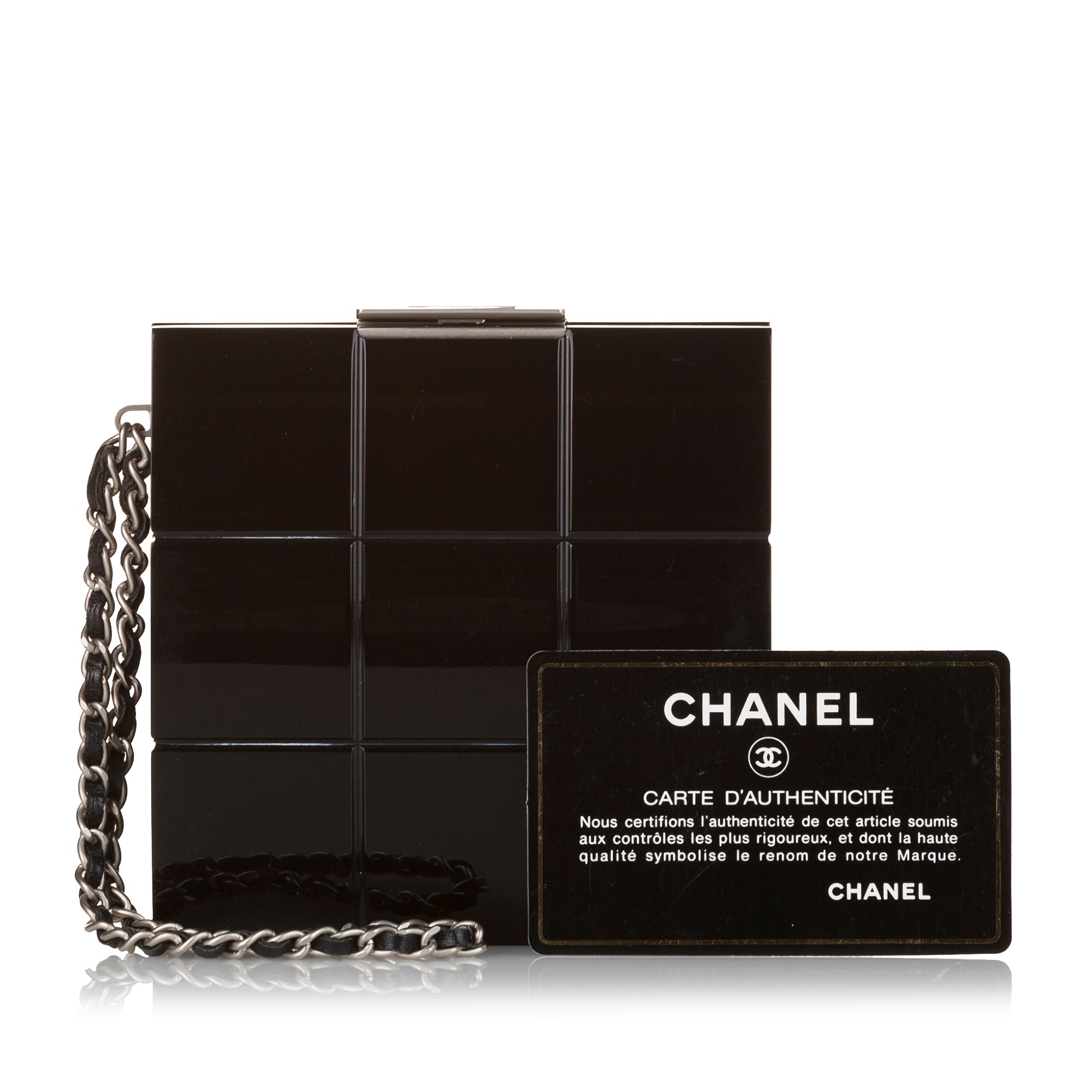 Chanel | Pre-Owned Choco Bar Lucite Perspex Clutch | Black