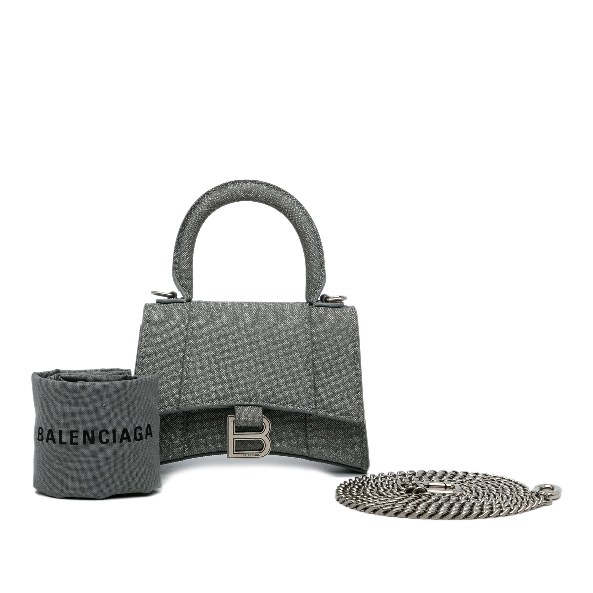 Balenciaga | Pre-Owned Mini Glitter Hourglass Satchel | Gray