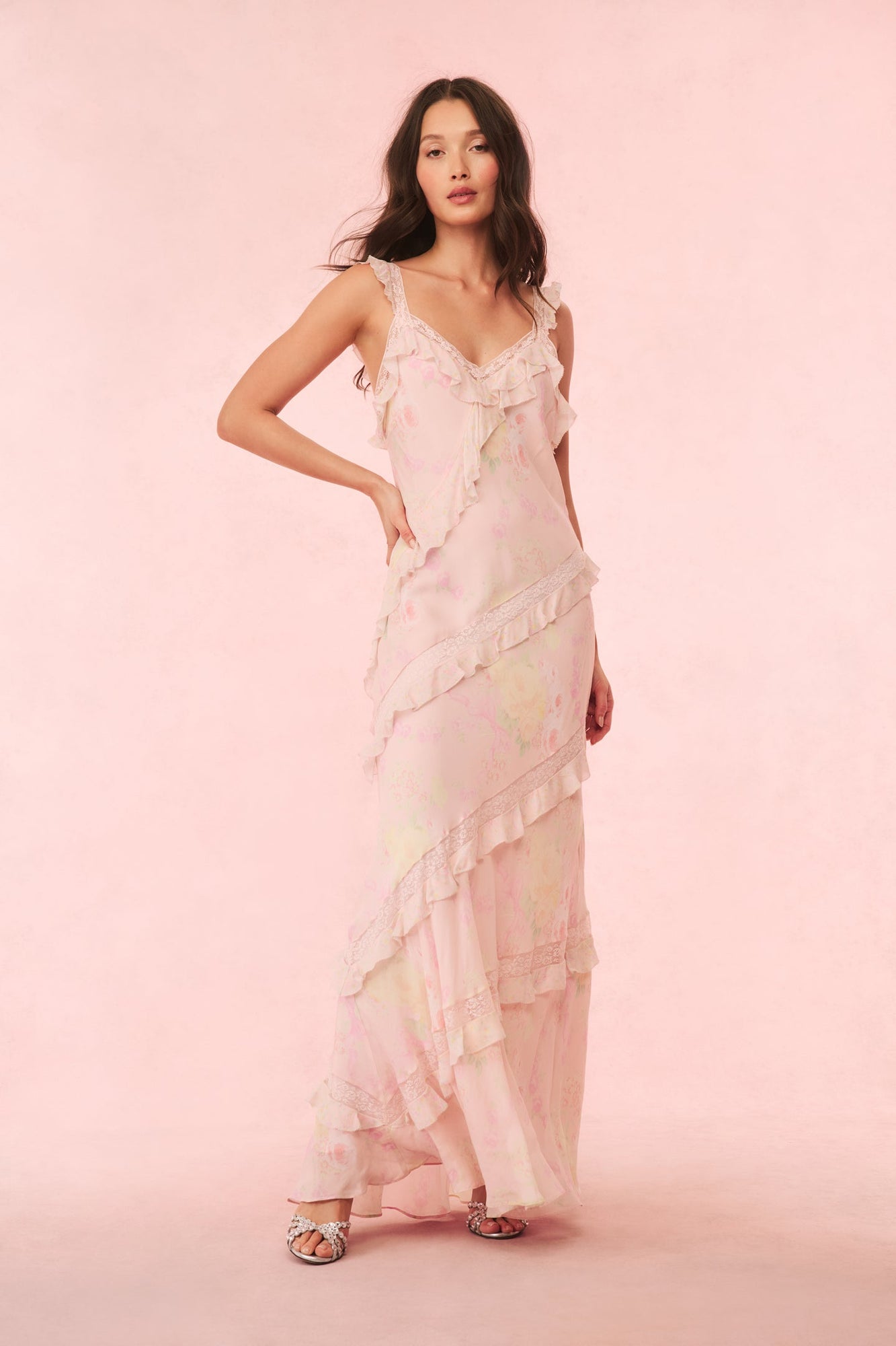 Radiance Floral Ruffle Maxi Dress | Strawberry Tart