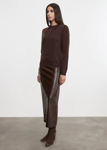 Knit Cashmere Polo Sweater | Dark Brown