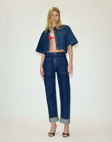 Womens | Oversized Crop Shirt | Rustic Indigo