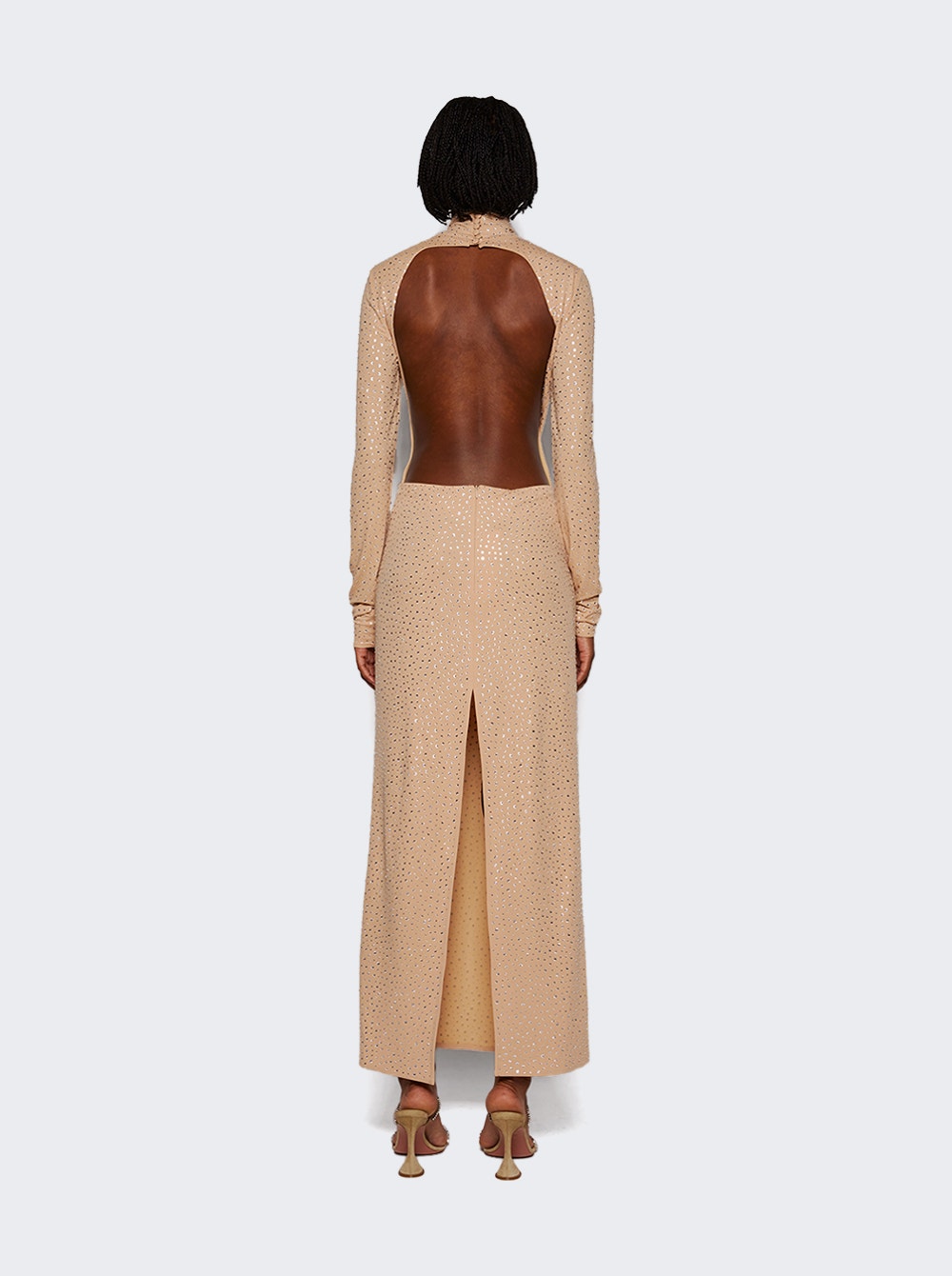 Women | Magda Butrym | Crystal Embellished Open-back Gown | Beige