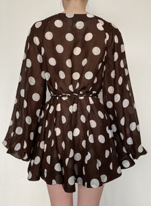 Short Dress With Braided Belt | Brown/White