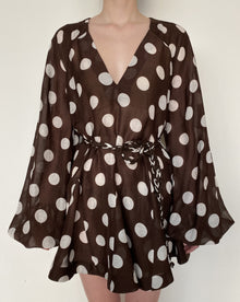 Short Dress With Braided Belt | Brown/White