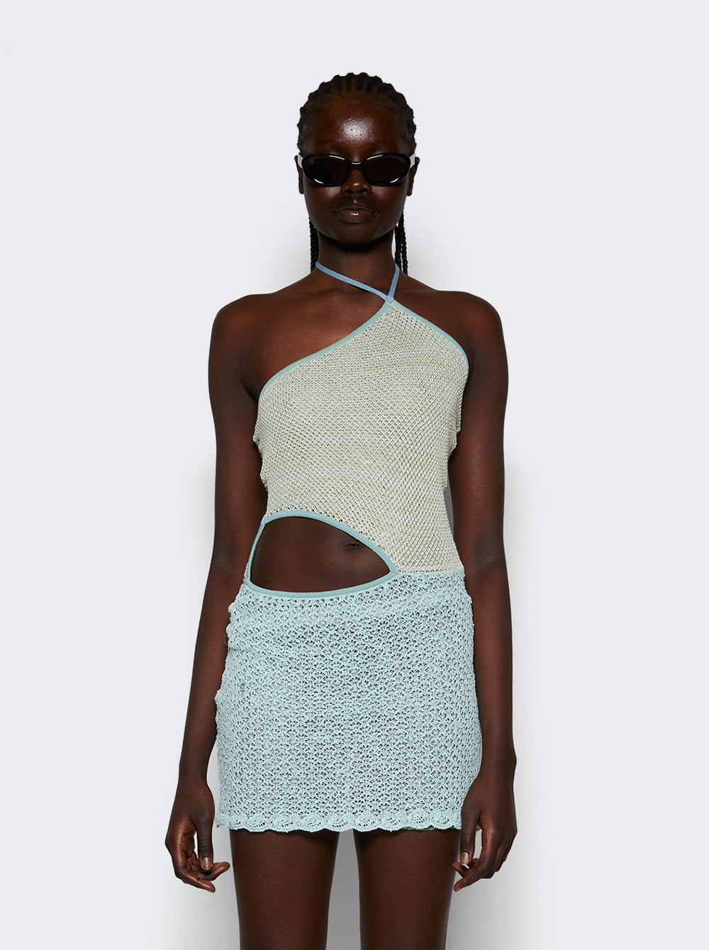 Women | Roberta Einer | Jasmine Sheer Knit Mini Dress | Teal