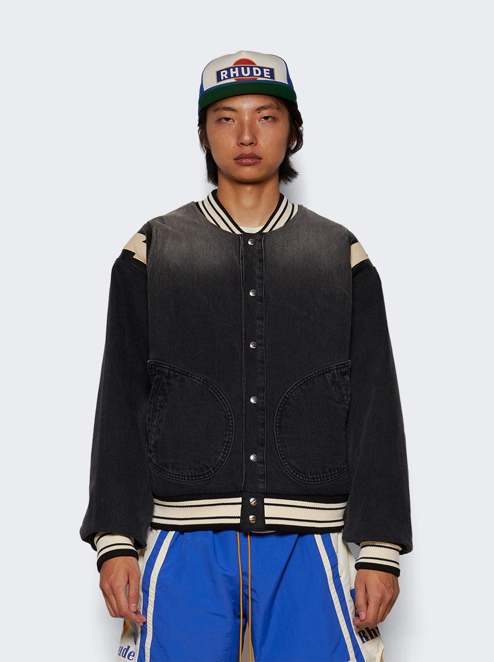 Men | Rhude | Denim Lighting Bomber Jacket | Black
