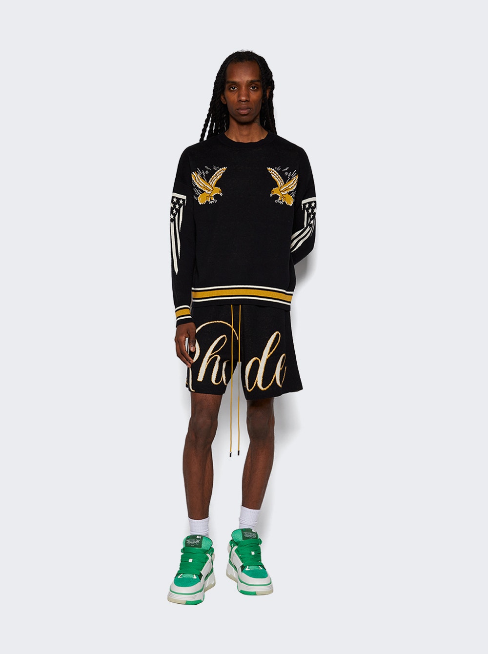 Men | Rhude | Eagle Souvenir Knit Crewneck | Black & Yellow
