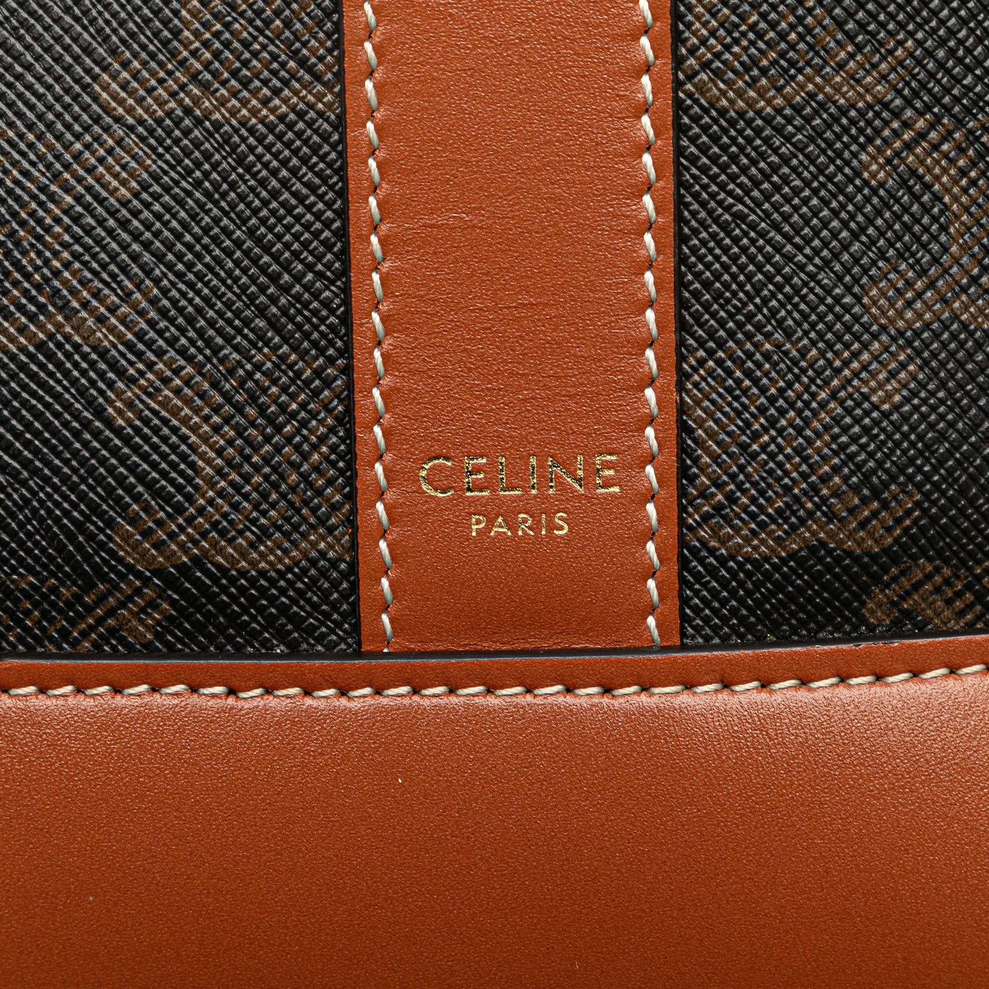 Celine | Pre-Owned Small Triomphe Coated Canvas Bucket Bag | Brown/Dark Brown