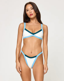 Mackenzie Bikini Bottom | Bitsy | Cream-Deep Teal-Seaspray