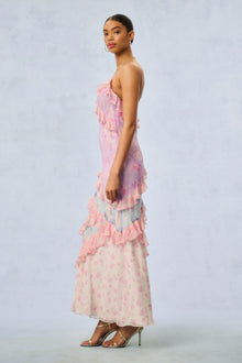 Rialto Silk Mixed Heirloom Print Dress | Blooming Paradise