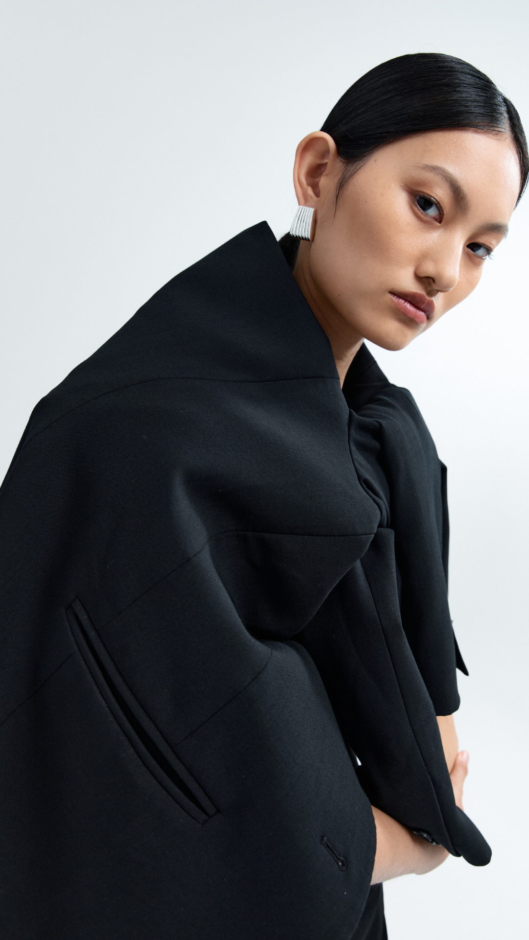 Ribbed Statement Earrings | Silver Plated