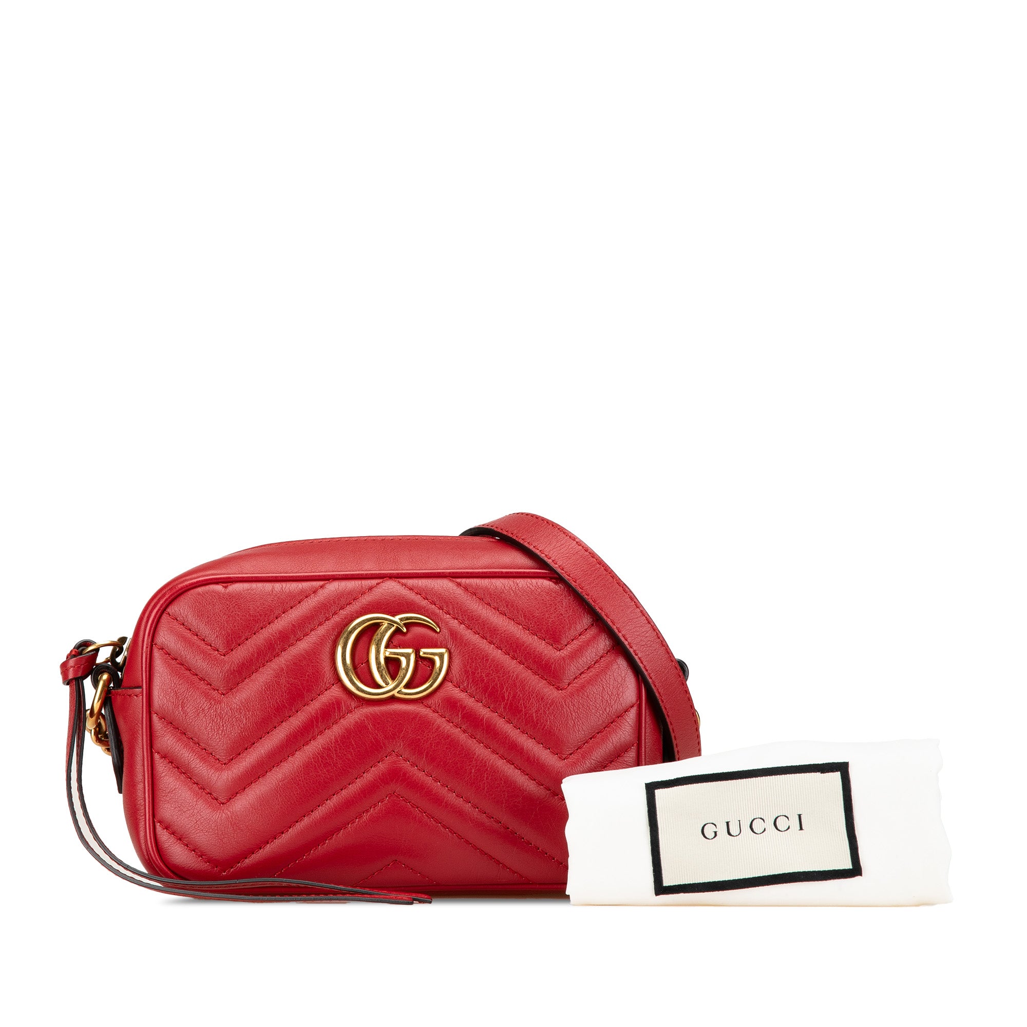 Gucci | Pre-Owned Mini GG Marmont Matelasse Leather Crossbody | Red