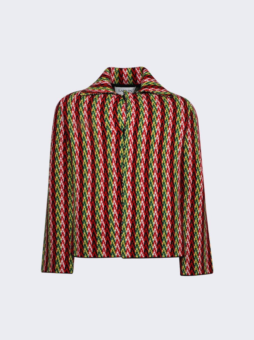 Men | Lanvin | Curb Chevron Knit Jacket | Red & Green