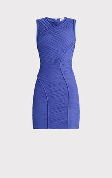 Ruched Mesh Mini Dress | Blue Iris