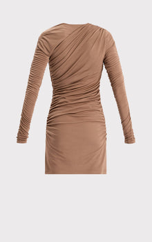 Ruched Jersey Asymmetric Mini Dress | Toffee